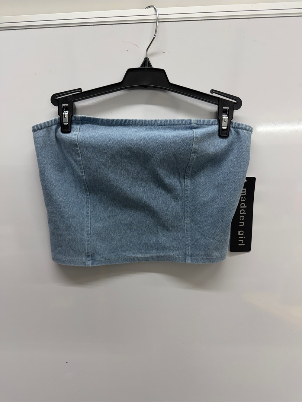 Madden Girl Light Blue Denim Strapless Tube Top